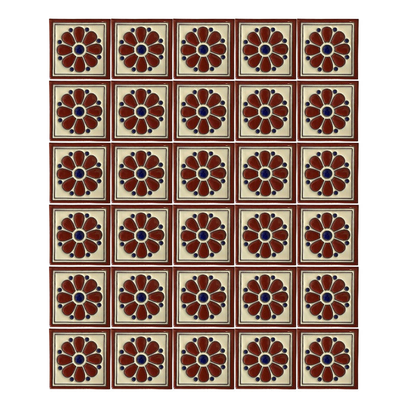 Azulejo 11cm Artesanal Talavera Relieve 90pz #acrs-04