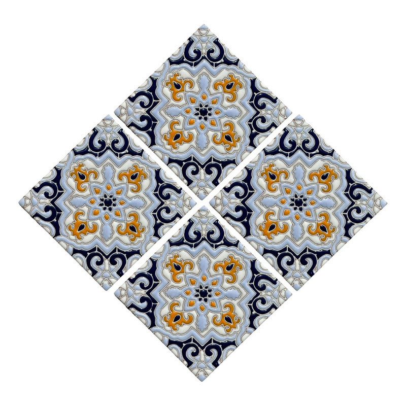Azulejo 11cm Artesanal Tipo Talavera Relieve 90pz #acrs-03