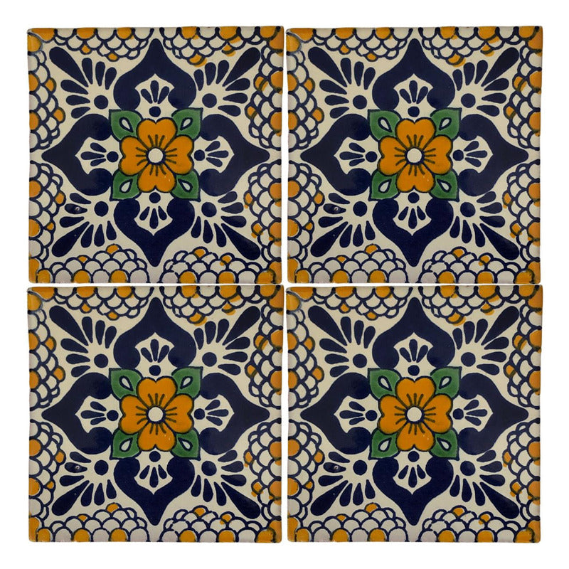 Azulejo 10.5cm Artesanal Tipo Talavera Liso 90pz #acln-37