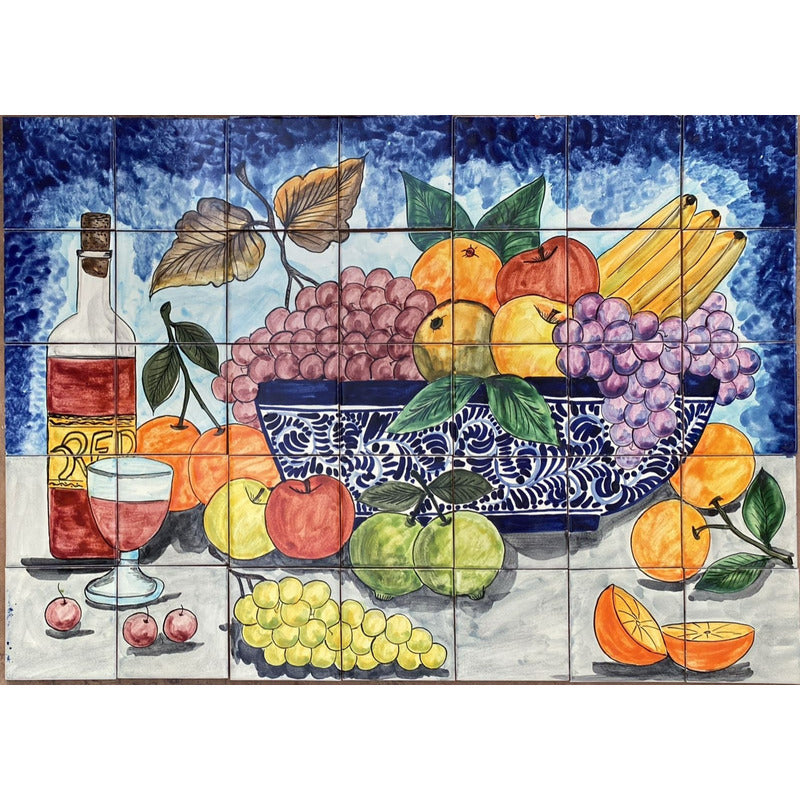 Mural 35pz Azulejo Artesanal Tipo Talavera Liso #m035-99 M035-99