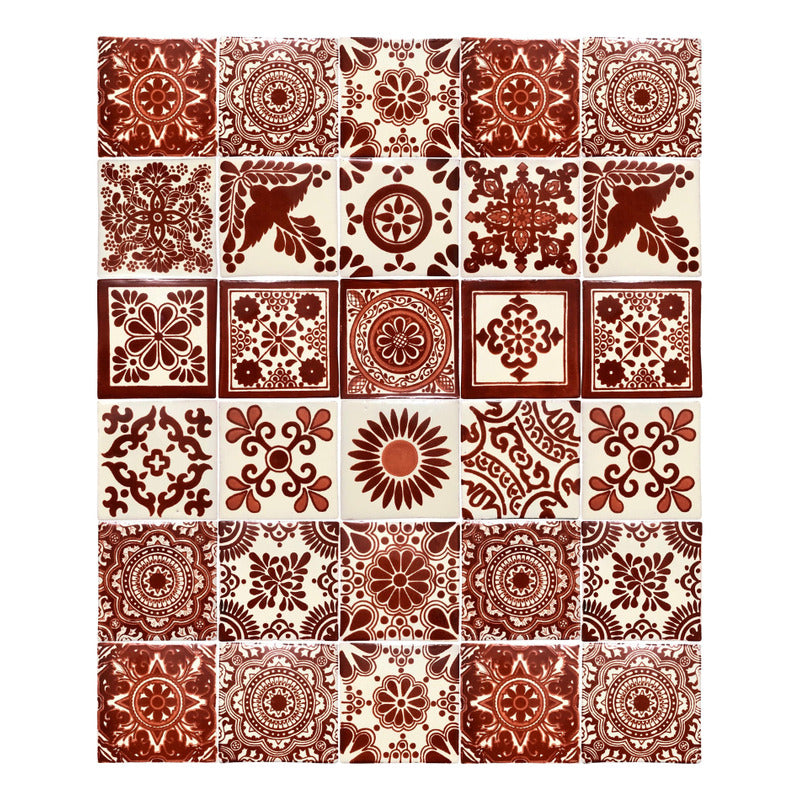 Azulejo 10.5cm Artesanal Tipo Talavera Liso 90pz Varios Terr