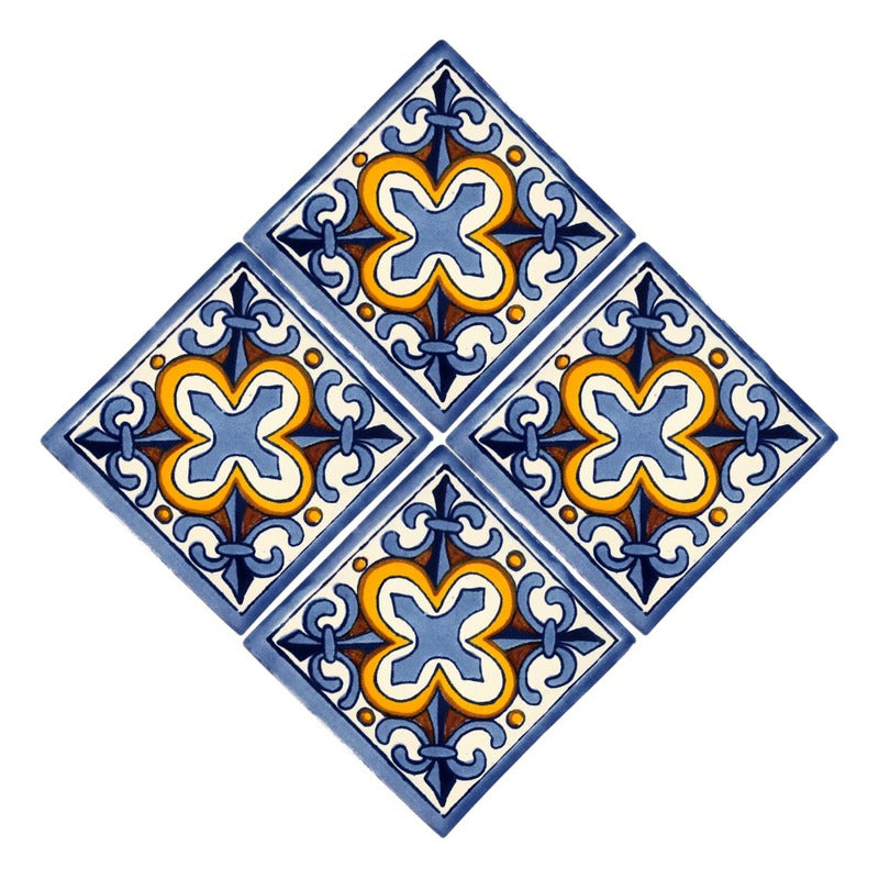 Azulejo 10.5cm Artesanal Talavera Liso 90pz #acln-47