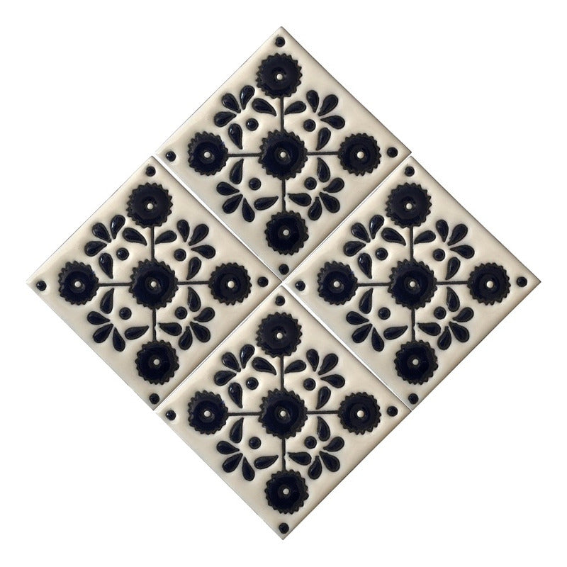 Azulejo 11cm Artesanal Talavera Relieve 90pz #acrs-30