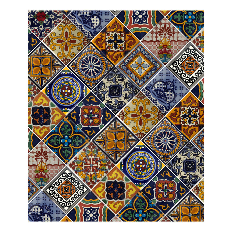Azulejo 10.5cm Artesanal Tipo Talavera Liso 90pz Surtido N32