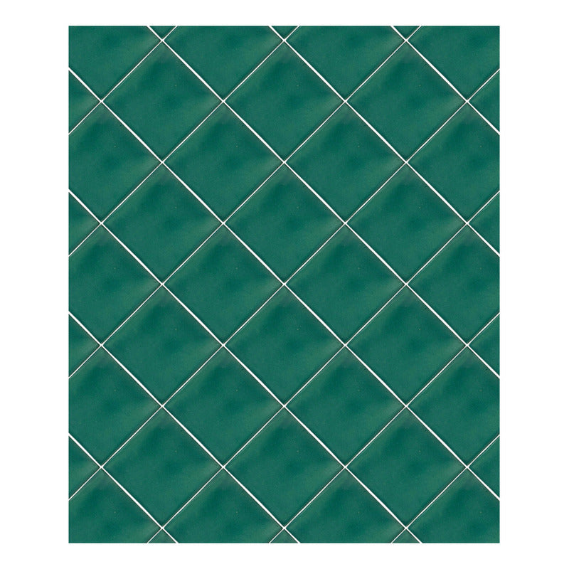 Azulejo 10.5cm Artesanal Tipo Talavera Liso 90pz Colores  Verde Caña Sobre Blanco