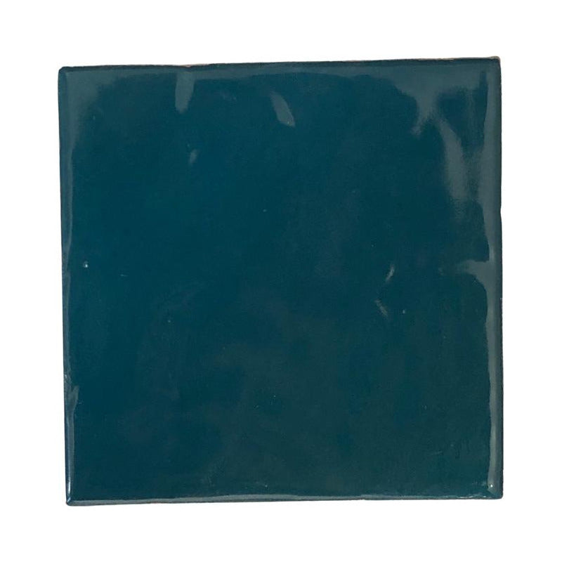 Azulejo 10.5cm Artesanal Talavera Liso 90pz Verde Pavo