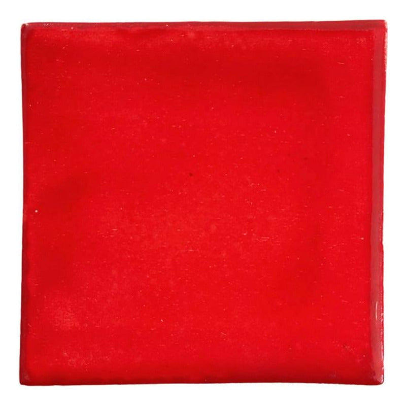 Azulejo 10.5cm Artesanal Talavera Liso 90pz Colores Rojo Sobre Blanco