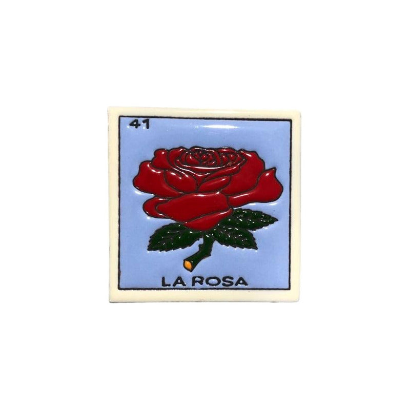 Lotería Azulejo Artesanal Tipo Talavera Relieve 10pz #alrn01 La Rosa