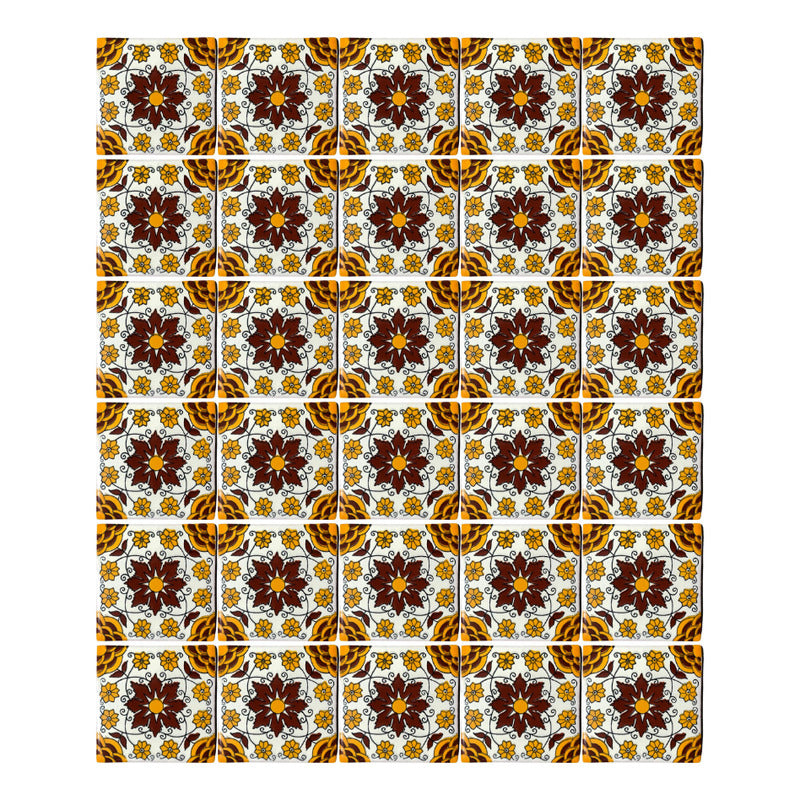 Azulejo 10.5cm Artesanal Tipo Talavera Liso 90pz #acln-56