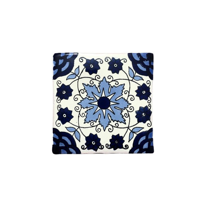 Azulejo 10.5cm Artesanal Tipo Talavera Liso 90pz #acln-54