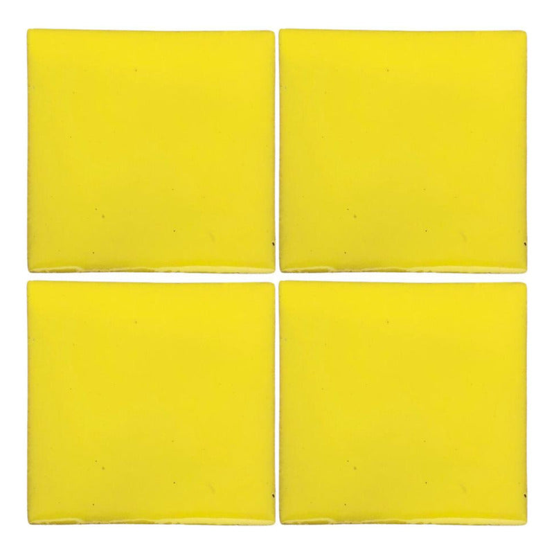 Azulejo Artesanal Talavera Liso 90pz Colores Amarillo Canario