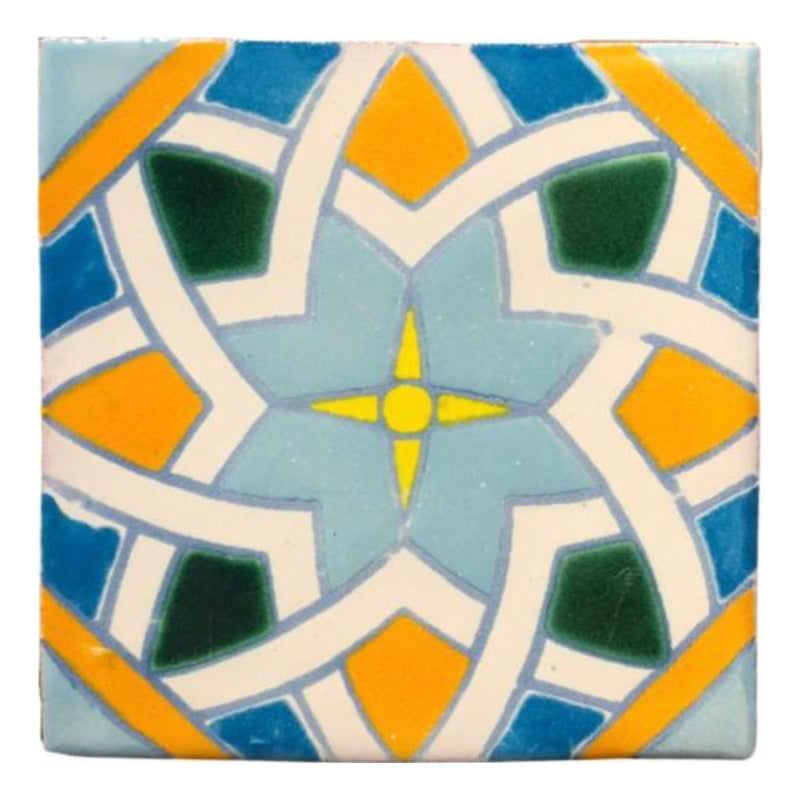 Azulejo 10.5cm Artesanal Talavera Liso 90pz #acln-44