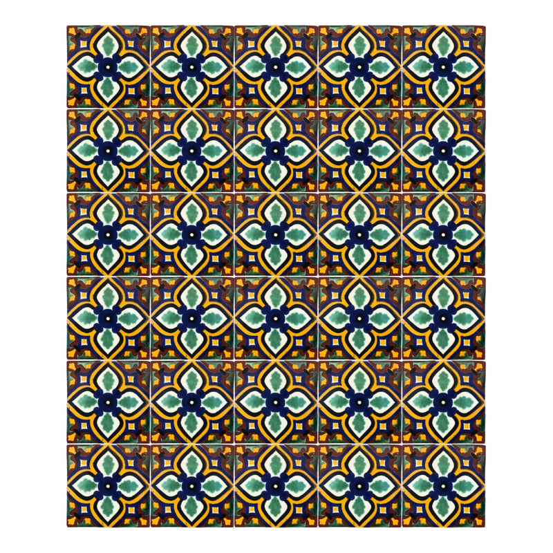 Azulejo 10.5cm Artesanal Tipo Talavera Liso 90pz #acln-46