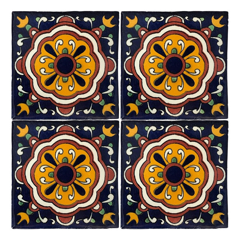 Azulejo 10.5cm Artesanal Tipo Talavera Liso 90pz #acln-59