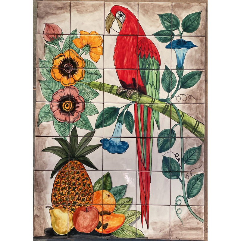 Mural 35pz Azulejo Artesanal Tipo Talavera Liso #m035-139 Variado