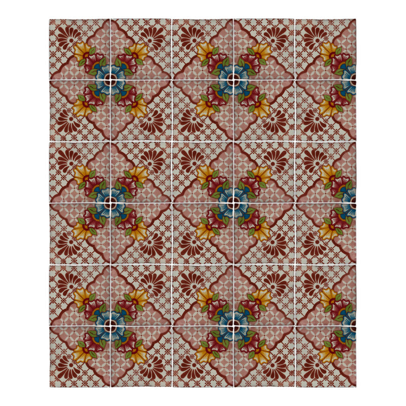 Azulejo 10.5cm Artesanal Tipo Talavera Liso 90pz #acln-34