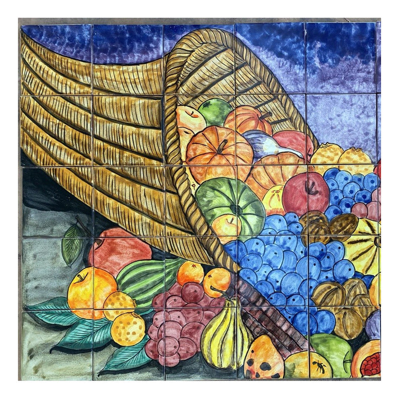 Mural 35pz Azulejo Artesanal Tipo Talavera Liso #m035-95 Variado