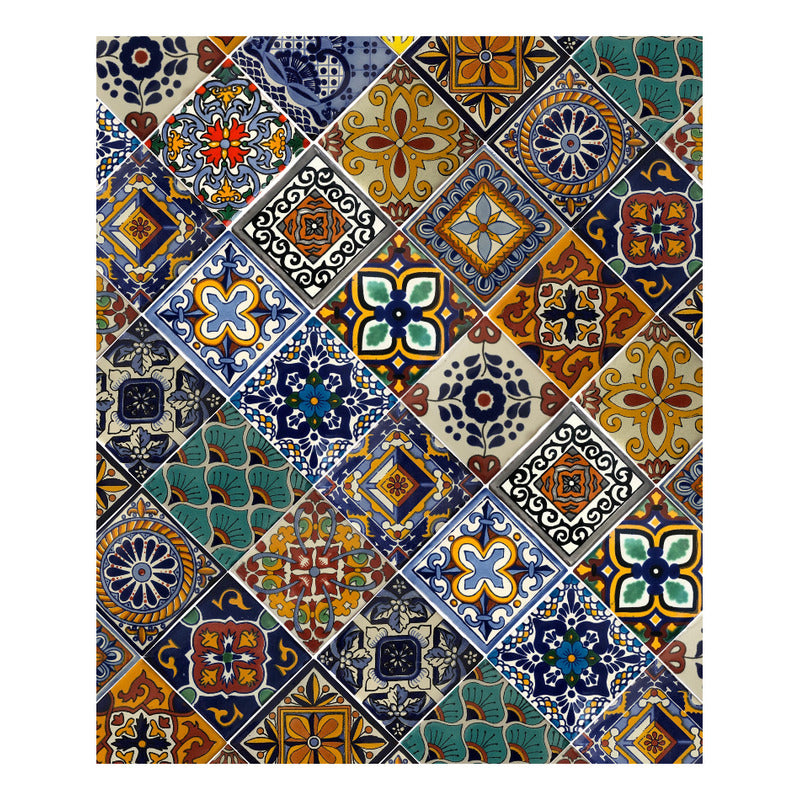 Azulejo 10.5cm Artesanal Tipo Talavera Liso 90pz Surtido N15