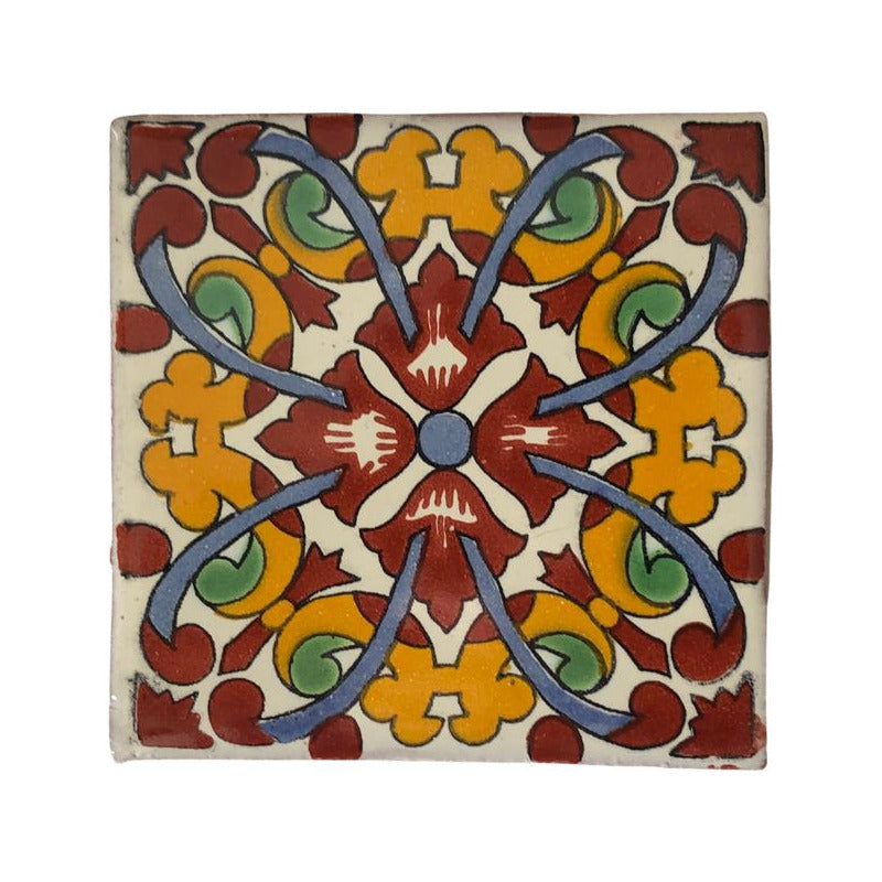 Azulejo 10.5cm Artesanal Tipo Talavera Liso 90pz #acln-52