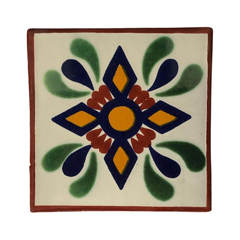 Azulejo 10.5cm Artesanal Tipo Talavera Liso 90pz #acln-20