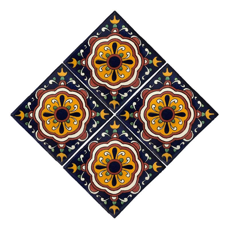 Azulejo 10.5cm Artesanal Tipo Talavera Liso 90pz #acln-59