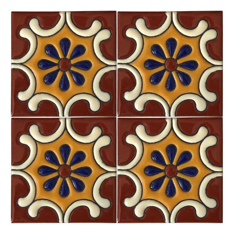 Azulejo 11cm Artesanal Talavera Relieve 90pz #acrs-32