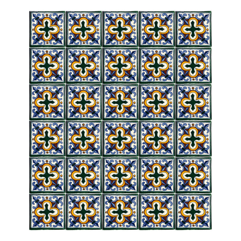 Azulejo 10.5cm Artesanal Tipo Talavera Liso 90pz #acln-43