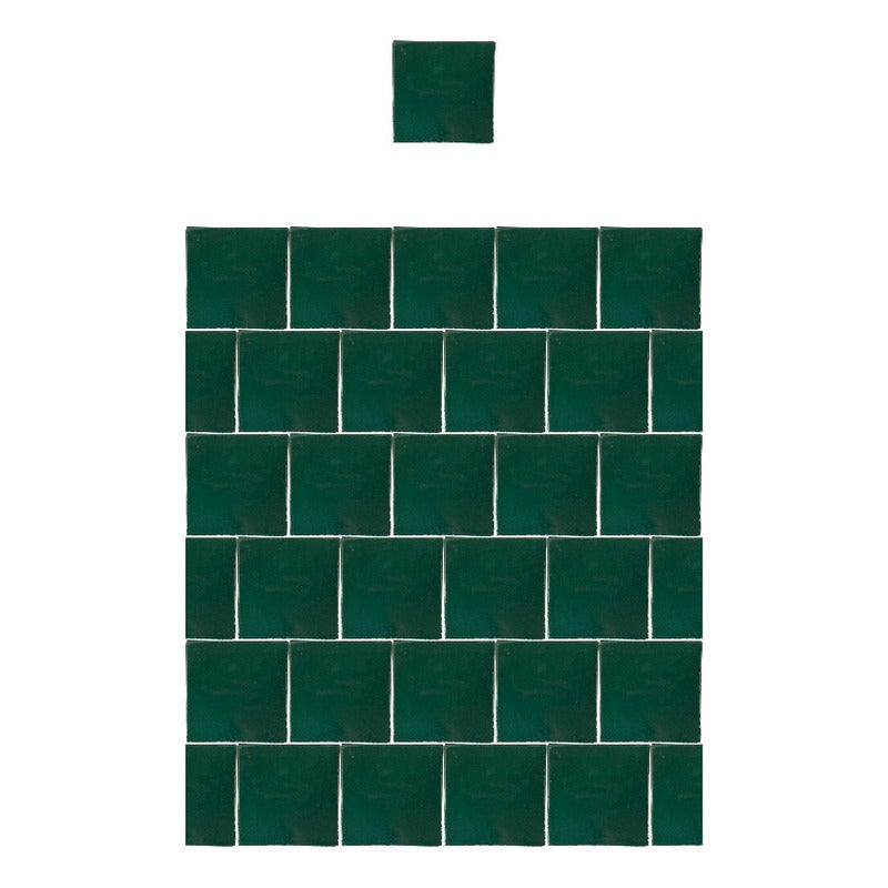 Azulejo 15.5cm Artesanal Talavera Liso 44pz Colores Verde Rana