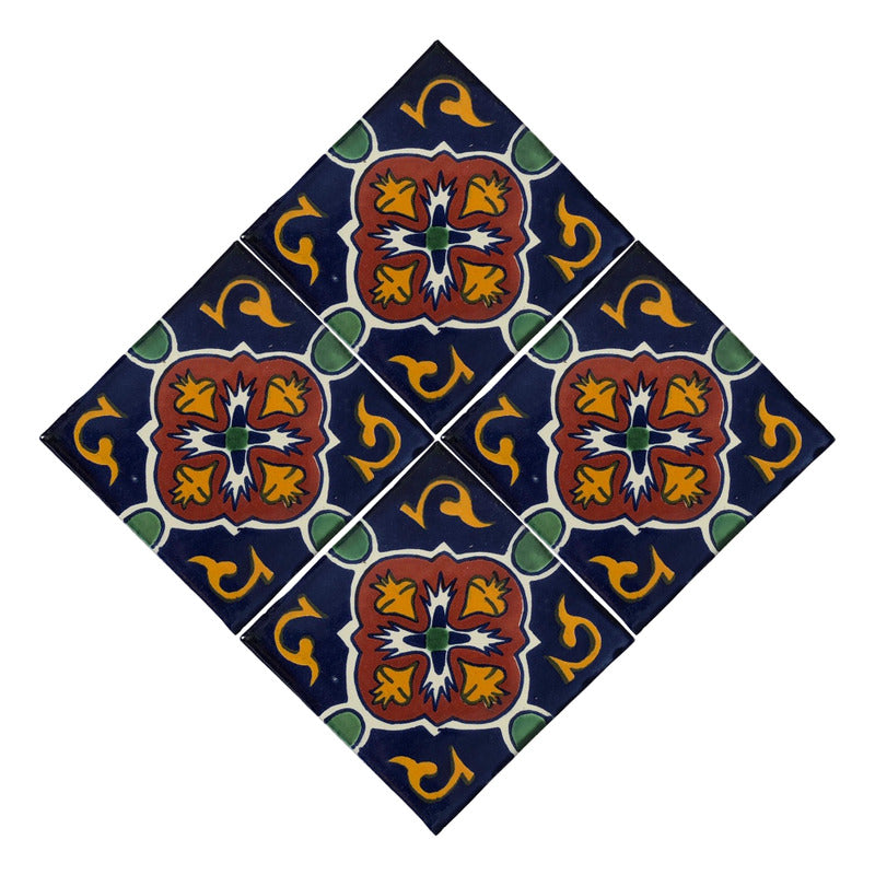 Azulejo 10.5cm Artesanal Tipo Talavera Liso 90pz #acln-38