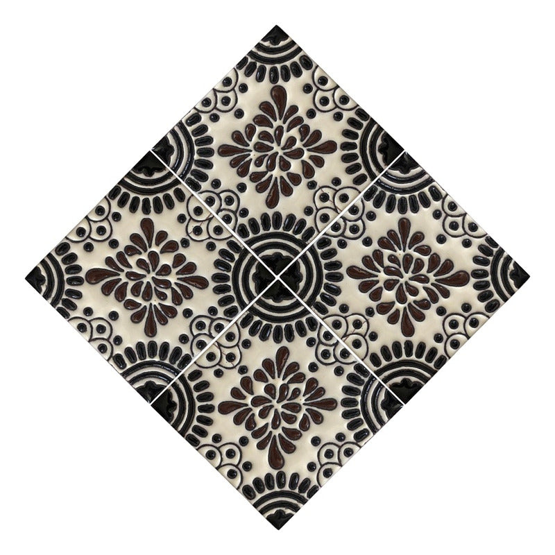 Azulejo 11cm Artesanal Tipo Talavera Relieve 90pz #acrs-33
