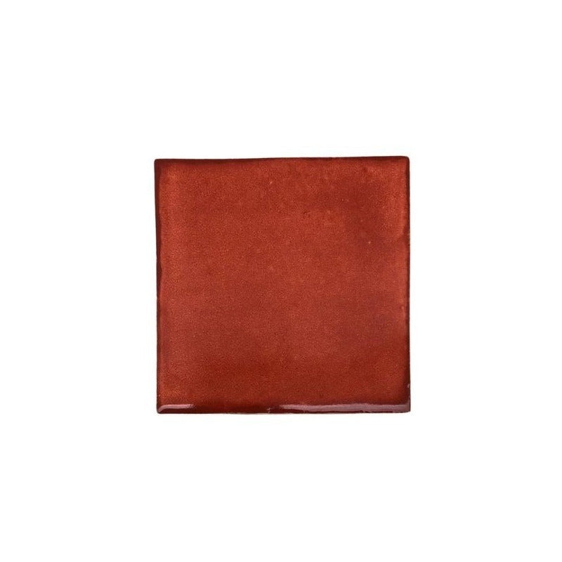 Azulejo 15.5cm Artesanal Talavera Liso 44pz Colores Terracota Sobre Blanco