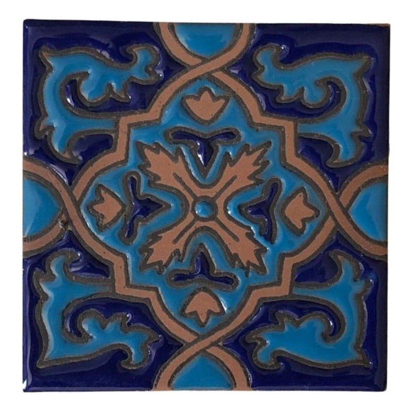 Azulejo 11cm Artesanal Tipo Talavera Relieve 90pz #acrs-02