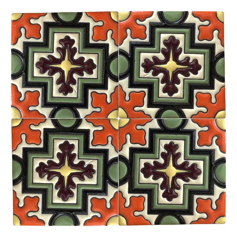Azulejo 11cm Artesanal Talavera Relieve 90pz #acrs-41