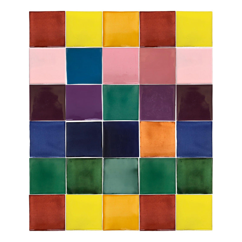 Azulejo 10.5cm Artesanal Tipo Talavera Liso 90pz Surtido S12