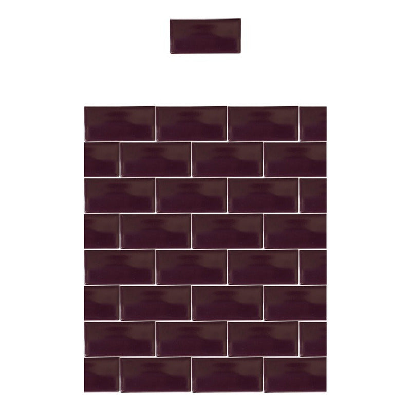 Azulejo 7.5cmx15.5cm Artesanal Talavera Liso 86pz Uva