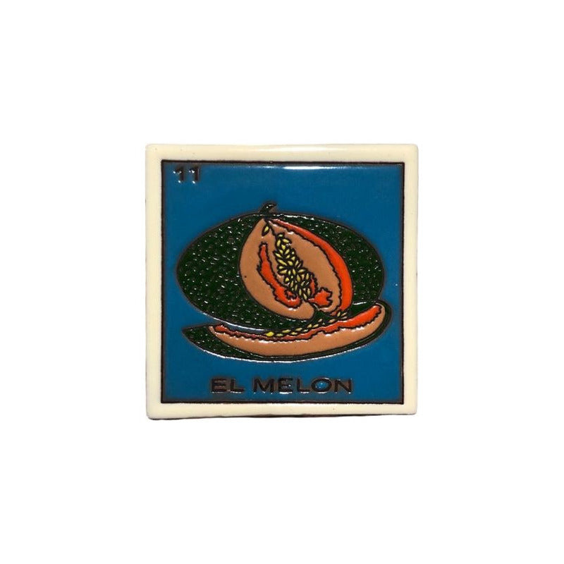 Lotería Azulejo Artesanal Tipo Talavera Relieve 10pz #alrn01 El Melon