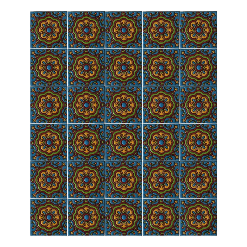 Azulejo 11cm Artesanal Tipo Talavera Relieve 90pz #acrs-31