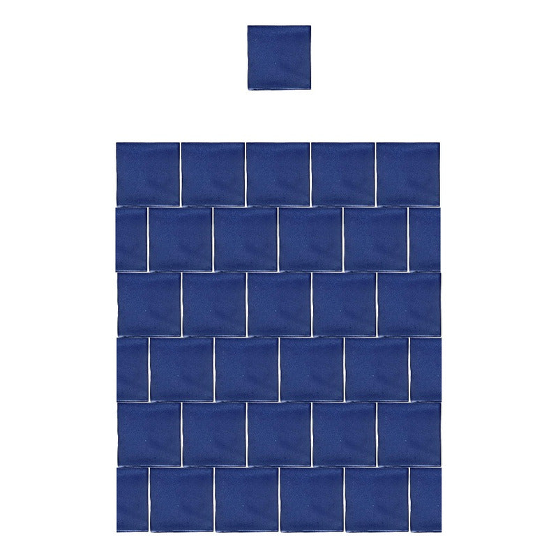 Azulejo 15.5cm Artesanal Talavera Liso 44pz Colores Azul Mezclilla
