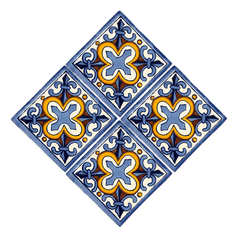 Azulejo 10.5cm Artesanal Tipo Talavera Liso 90pz #acln-47