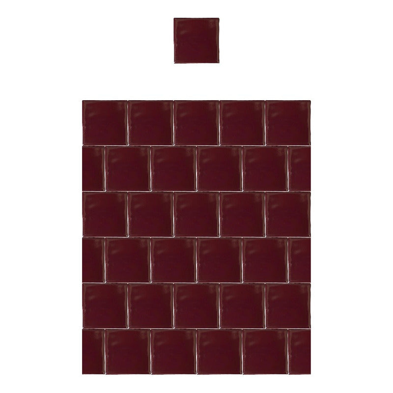 Azulejo 15.5cm Artesanal Talavera Liso 44pz Colores Vino