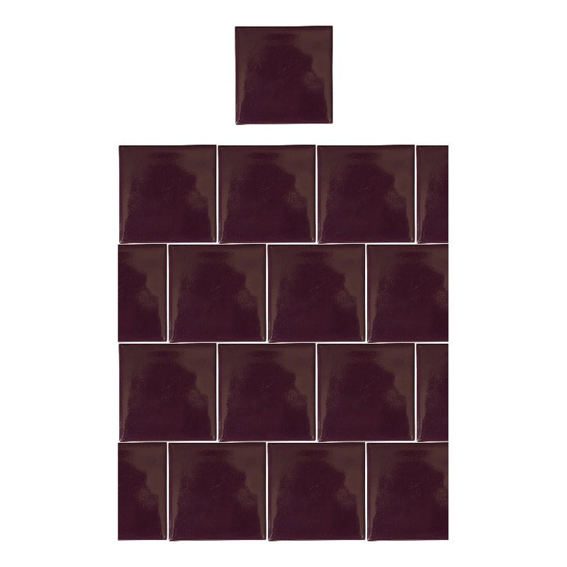 Azulejo 15.5cm Artesanal Talavera Liso 44pz Uva