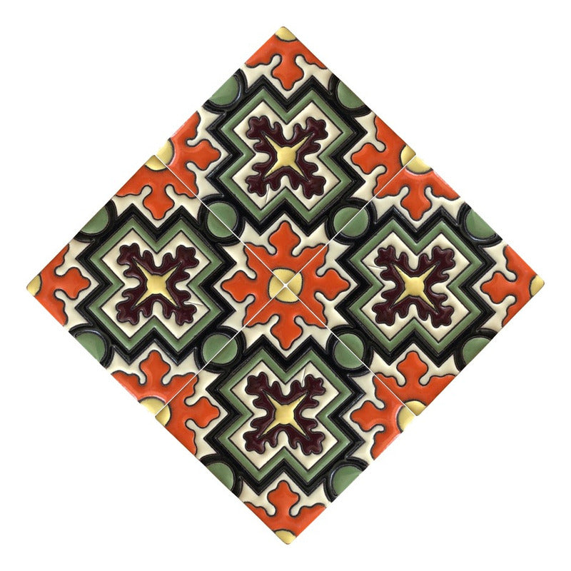 Azulejo 11cm Artesanal Talavera Relieve 90pz #acrs-41