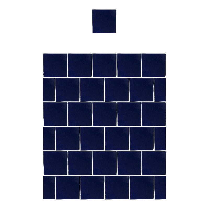 Azulejo 15.5cm Artesanal Talavera Liso 44pz Colores Azul Cobalto