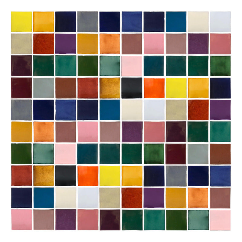 Azulejo Artesanal Tipo Talavera Liso 90pz Colores Surtido Colores