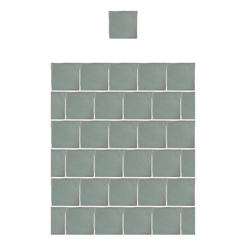 Azulejo 15.5cm Artesanal Talavera Liso 44pz Colores Verde Menta