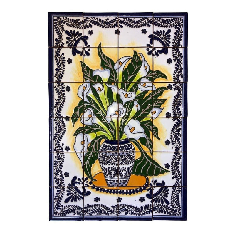 Mural 24pz Azulejo Artesanal Tipo Talavera Relieve #03