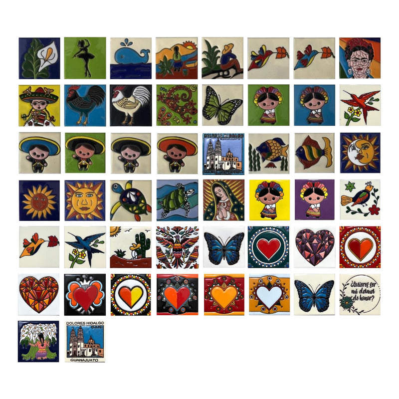 Azulejo 11cm Artesanal Tipo Talavera Relieve 80pz #acrn Acrn-01