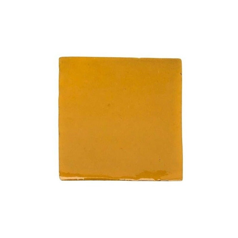 Azulejo 15.5cm Artesanal Talavera Liso 44pz Colores Amarillo Mostaza