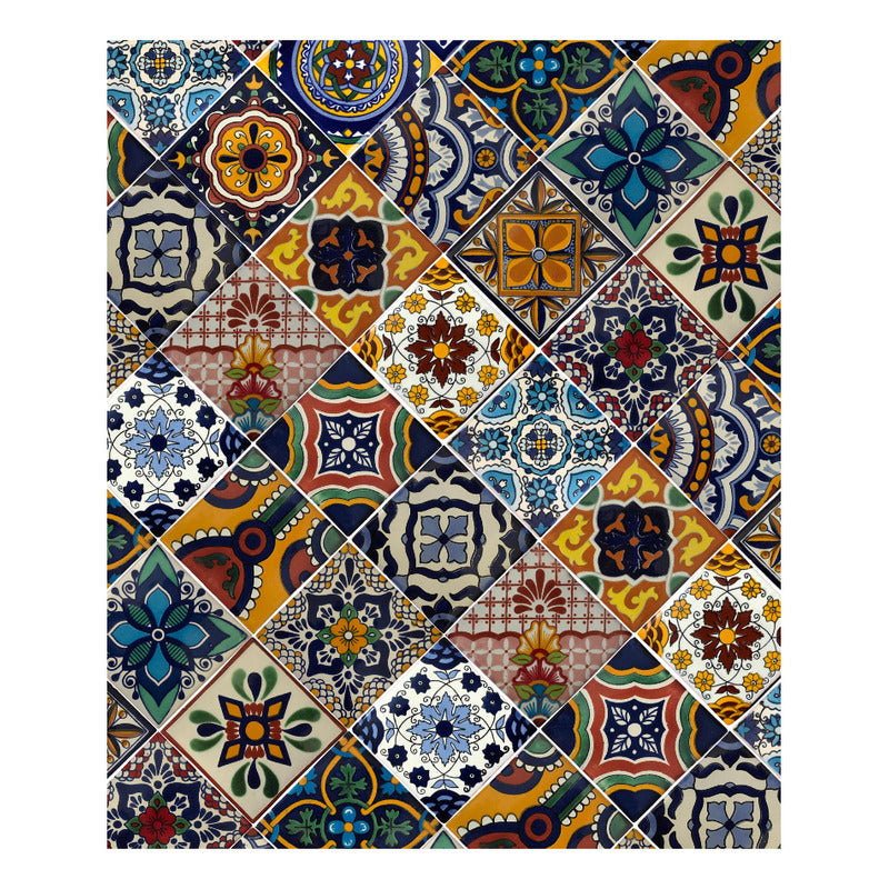 Azulejo 10.5cm Artesanal Tipo Talavera Liso 90pz Surtido N21