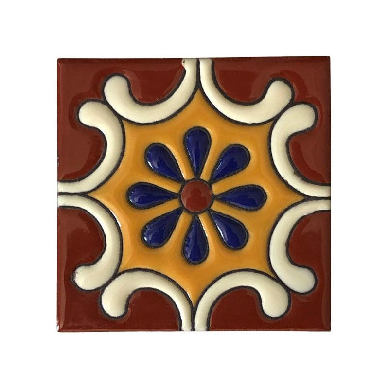 Azulejo 11cm Artesanal Tipo Talavera Relieve 10pz #acrs Acrs-32